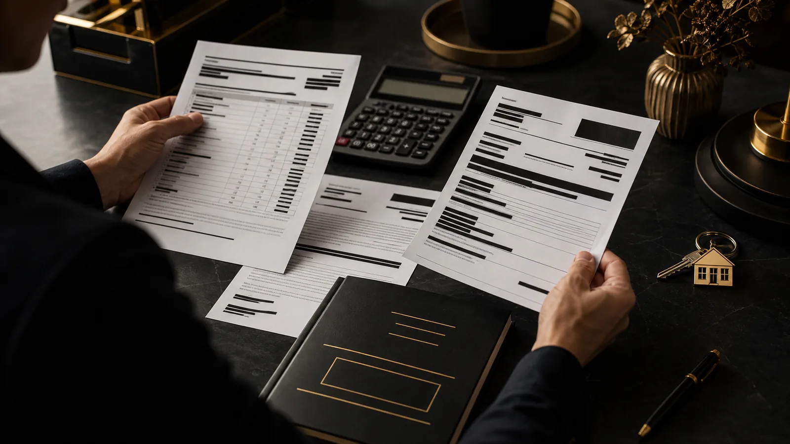 Anonymous policyholder comparing a fully redacted payment explanation with an itemized repair estimate
